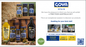 Invitación al Stand de Goya España en la Feria Fine Food