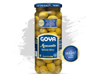 Aplicamos sal marina (sea salt) en la preparación de aceitunas y alcaparras Goya